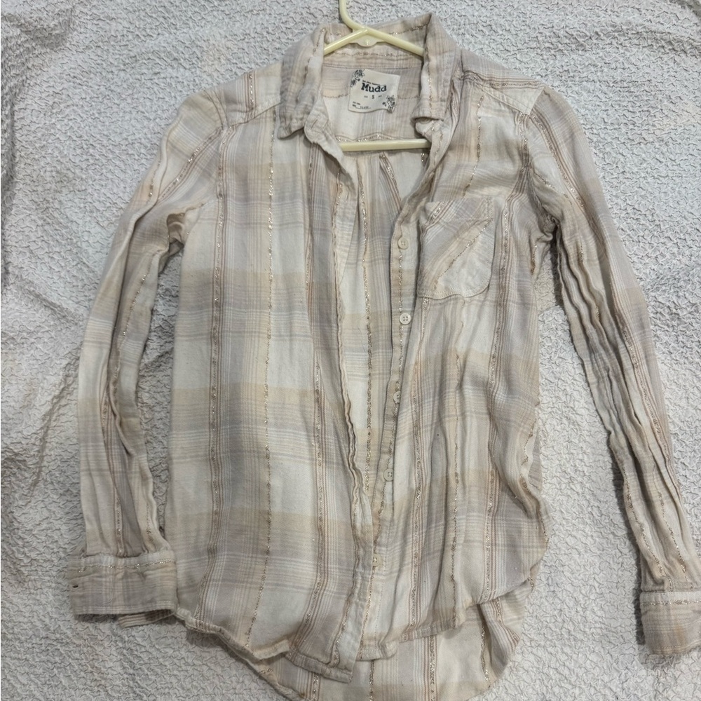 Mudd Beige Plaid Button Down Shirt